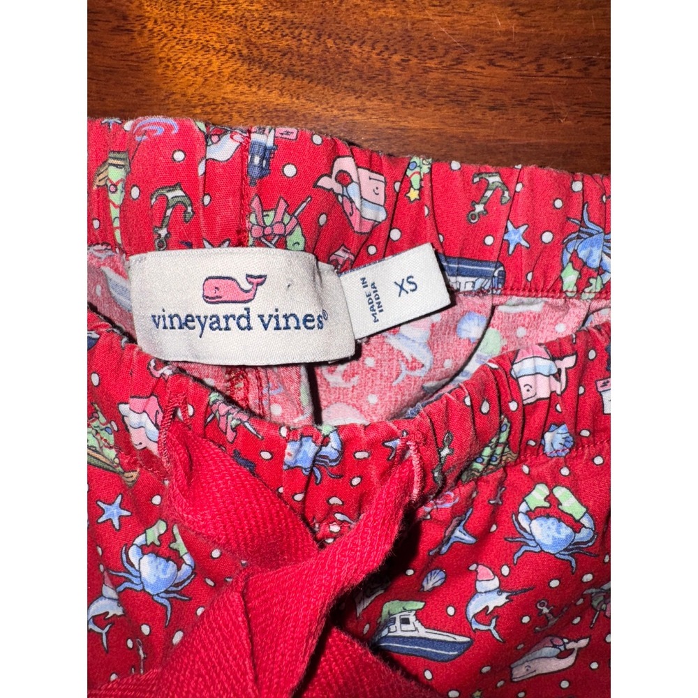 Vineyard Vines Womens Pajama Pants XS Red‎ Nautical Crab Christmas Trees Holiday - Picture 2 of 4